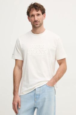 Bavlnené tričko Pepe Jeans DARIUS TEE pánske, béžová farba, s nášivkou, PM509723