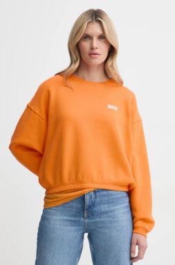 Mikina American Vintage dámska, oranžová farba, s potlačou, IZU03AE25