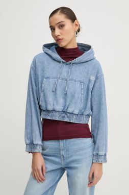 Bavlnená mikina Tommy Jeans dámska, s kapucňou, s nášivkou, DW0DW20539