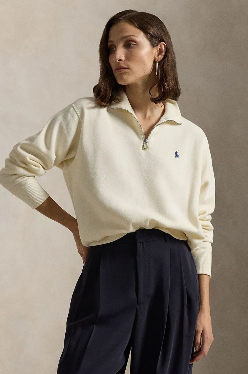 Mikina Polo Ralph Lauren dámska, béžová farba, jednofarebná, 211851659