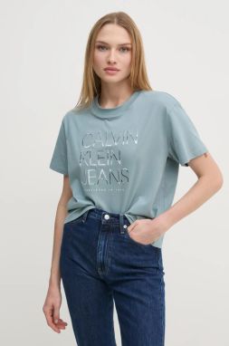 Bavlnené tričko Calvin Klein Jeans dámsky, šedá farba, J20J224987