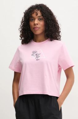 Bavlnené tričko adidas W T ILLU LF CRP dámske, ružová farba, JM0459