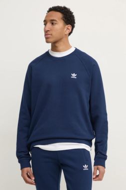 Bavlnená mikina adidas Originals Essential pánska, tmavomodrá farba, jednofarebná, JD2414