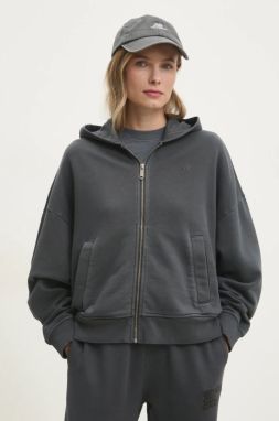 Bavlnená mikina Calvin Klein Jeans dámska, šedá farba, s kapucňou, jednofarebná, J20J224733