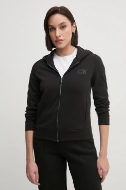 Mikina Calvin Klein dámska, čierna farba, s kapucňou, s nášivkou, K20K207955