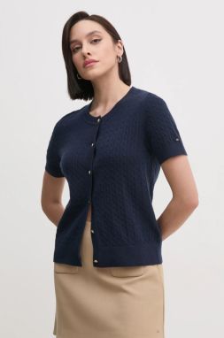 Vlnený kardigán Tommy Hilfiger tmavomodrá farba, tenký, WW0WW43958