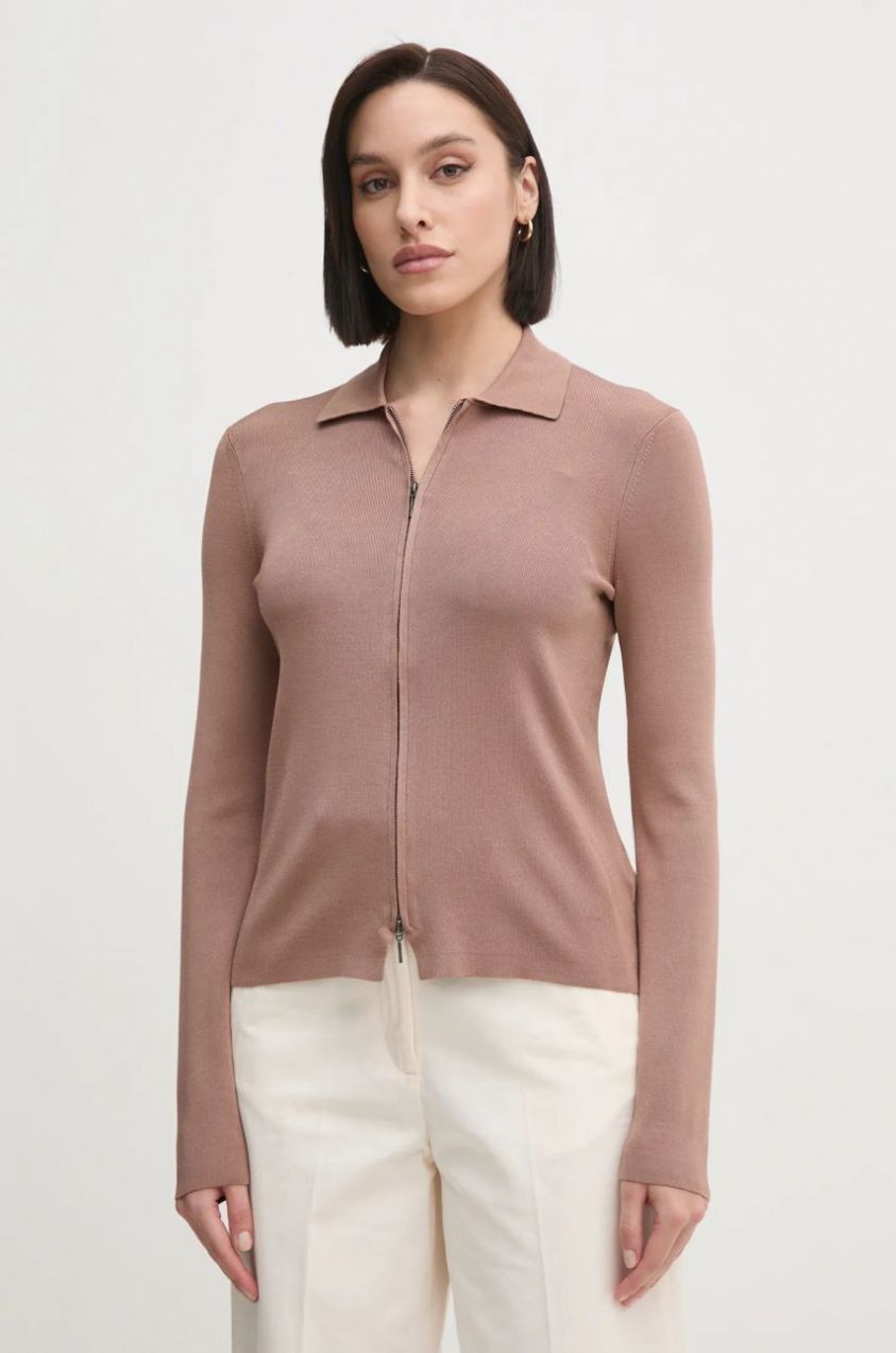 Kardigán Calvin Klein dámsky, hnedá farba, tenký, K20K207943