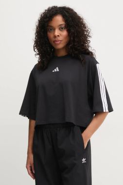 Bavlnené tričko adidas Essentials dámske, čierna farba, JD4998