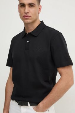 Bavlnené polo tričko BOSS čierna farba, jednofarebný, 50531402