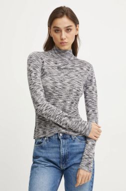 Sveter Karl Lagerfeld Jeans dámsky, šedá farba, tenký, s polorolákom, A1W18025