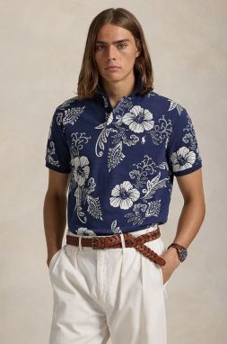 Bavlnené polo tričko Polo Ralph Lauren čierna farba, vzorované, 710956684