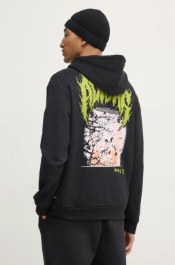 Bavlnená mikina adidas Originals Q12 TS DEATH ho pánska, čierna farba, s kapucňou, s potlačou, JN5703