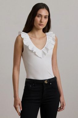 Bavlnený top Lauren Ralph Lauren biela farba, 200957654