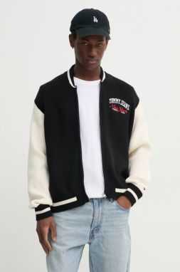 Bavlnený kardigán Tommy Jeans čierna farba, DM0DM20306