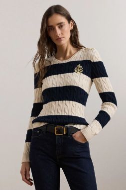 Bavlnený sveter Lauren Ralph Lauren béžová farba, 200957480