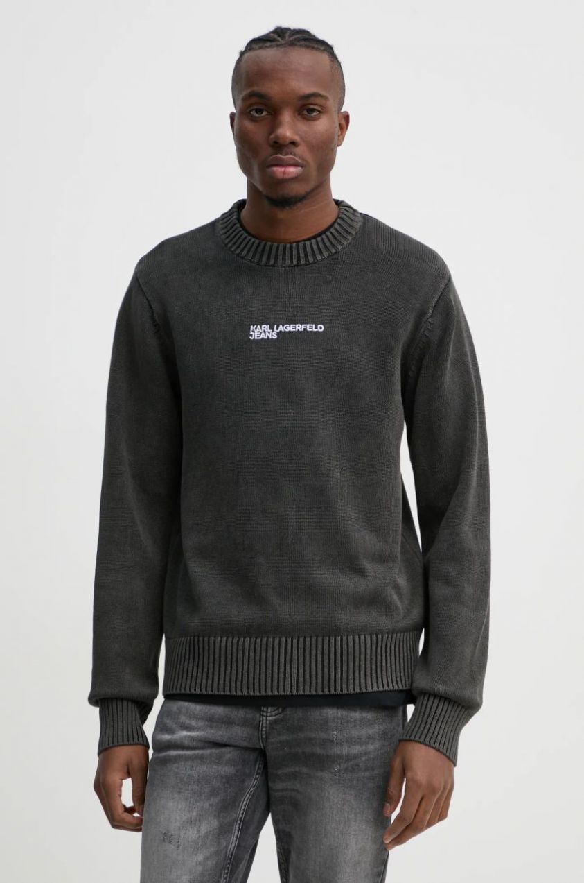 Bavlnený sveter Karl Lagerfeld Jeans šedá farba, A1M18020