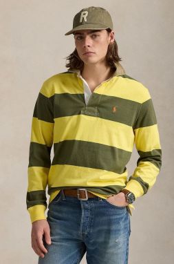 Bavlnené tričko s dlhým rukávom Polo Ralph Lauren zelená farba, vzorované, 710967648