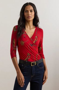 Blúzka Lauren Ralph Lauren červená farba, vzorovaná, 200957611