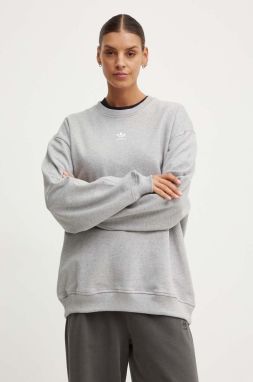 Bavlnená mikina adidas Originals Essential dámska, šedá farba, melanžová, IY9628