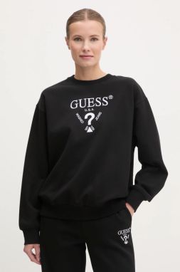 Mikina Guess ROBERTA dámska, čierna farba, s nášivkou, V5RQ12 KC3D2