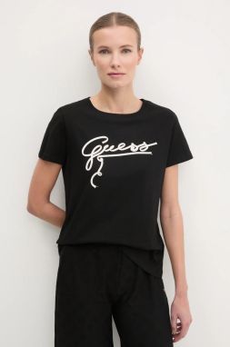 Bavlnené tričko Guess MISTY dámske, čierna farba, V5RI15 I3Z14