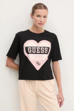 Bavlnené tričko Guess MONICA dámsky, čierna farba, V5RI01 I3Z14
