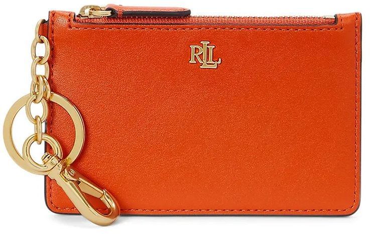 Kožená peňaženka Lauren Ralph Lauren dámsky, oranžová farba