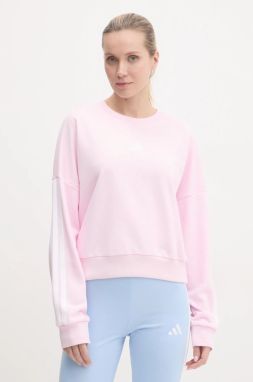 Mikina adidas Essentials dámska, ružová farba, s nášivkou, JD5294