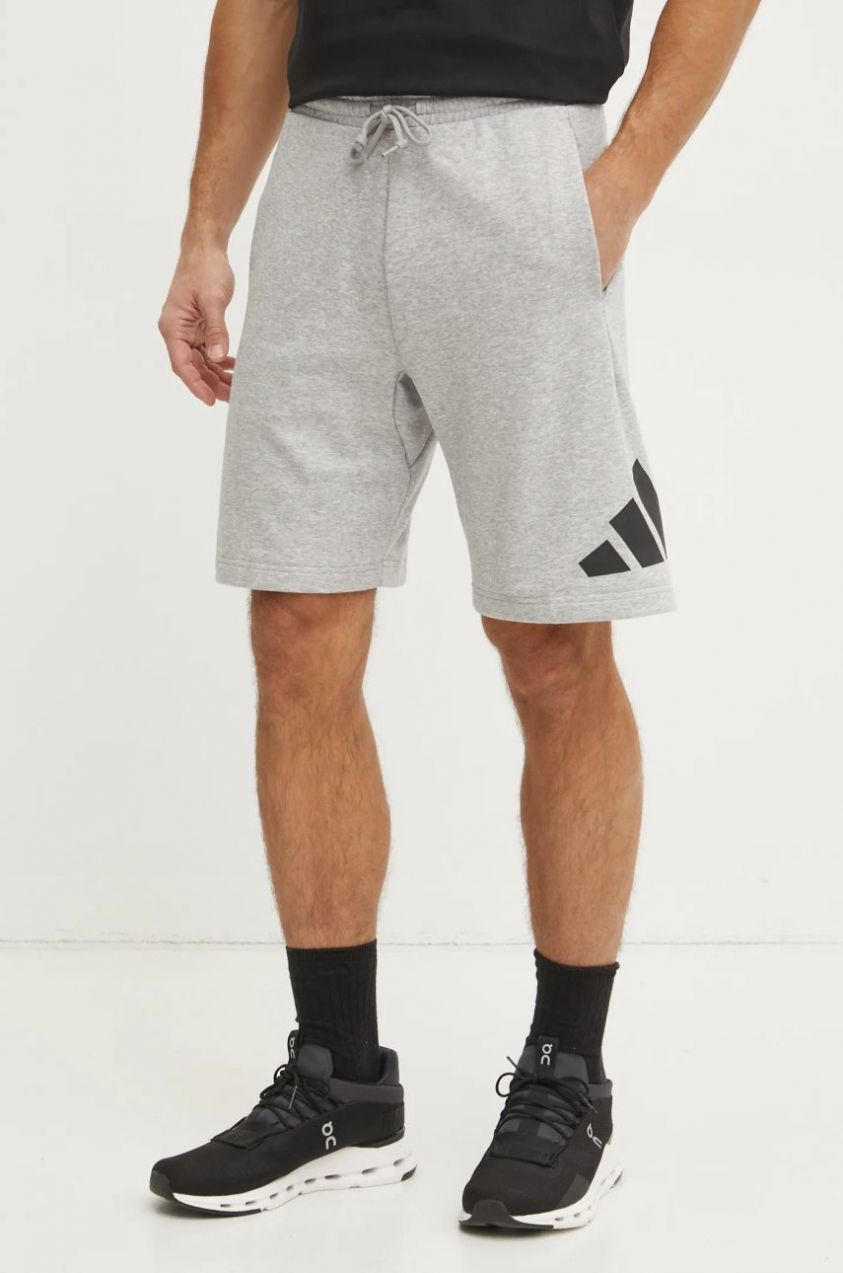 Šortky adidas Essentials pánske, šedá farba, melanžové, JE8957