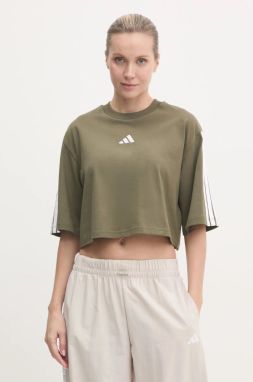 Bavlnené tričko adidas Essentials dámske, zelená farba, JE1199