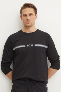Bavlnená mikina BOSS pánska, čierna farba, s potlačou, 50535780