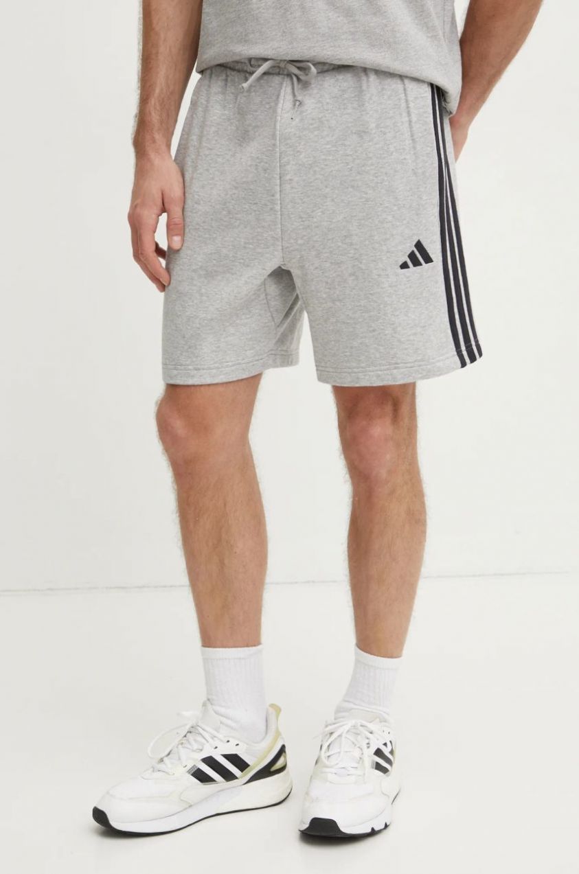 Šortky adidas Essentials pánske, šedá farba, melanžové, JE6419