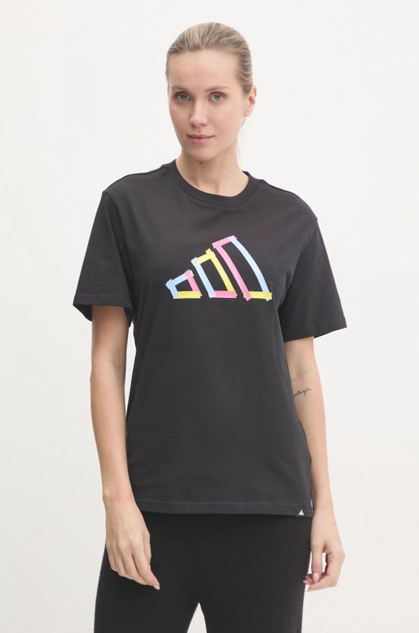 Bavlnené tričko adidas W T FILL TEE dámske, čierna farba, JN9087