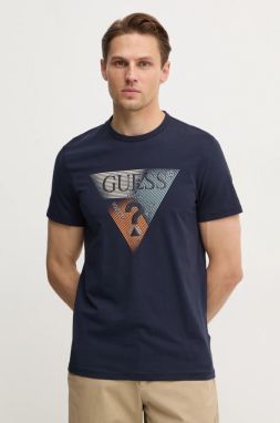Tričko Guess pánske, tmavomodrá farba, s potlačou, M5RI14 J1314