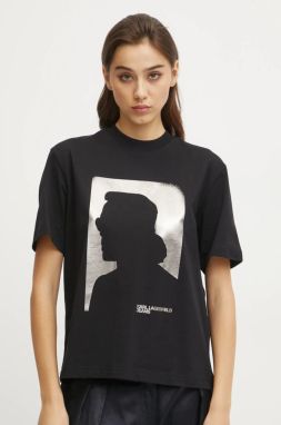 Bavlnené tričko Karl Lagerfeld Jeans dámske, čierna farba, A1W17032