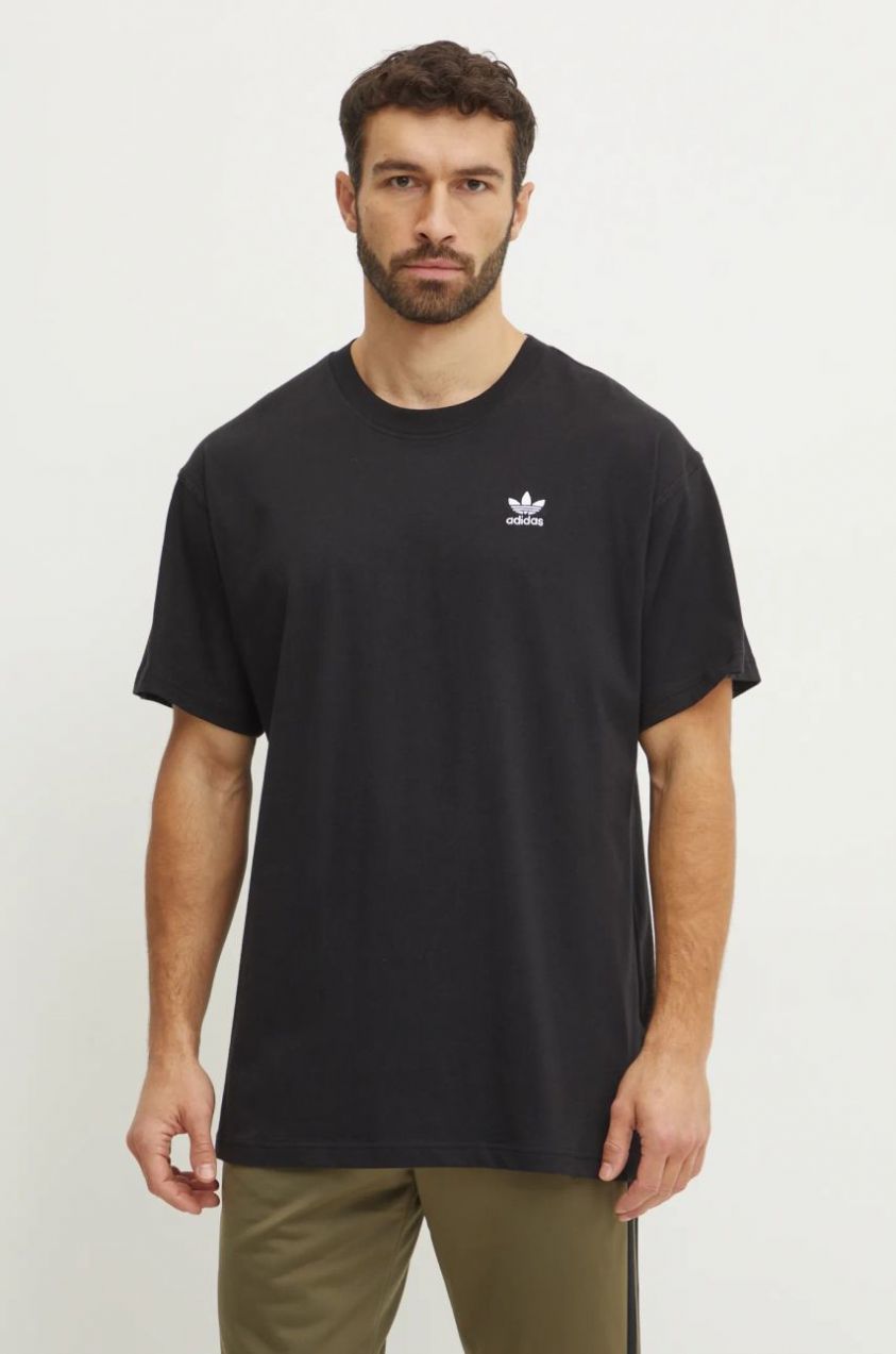 Bavlnené tričko adidas Originals Essential pánske, čierna farba, jednofarebné, JD0349