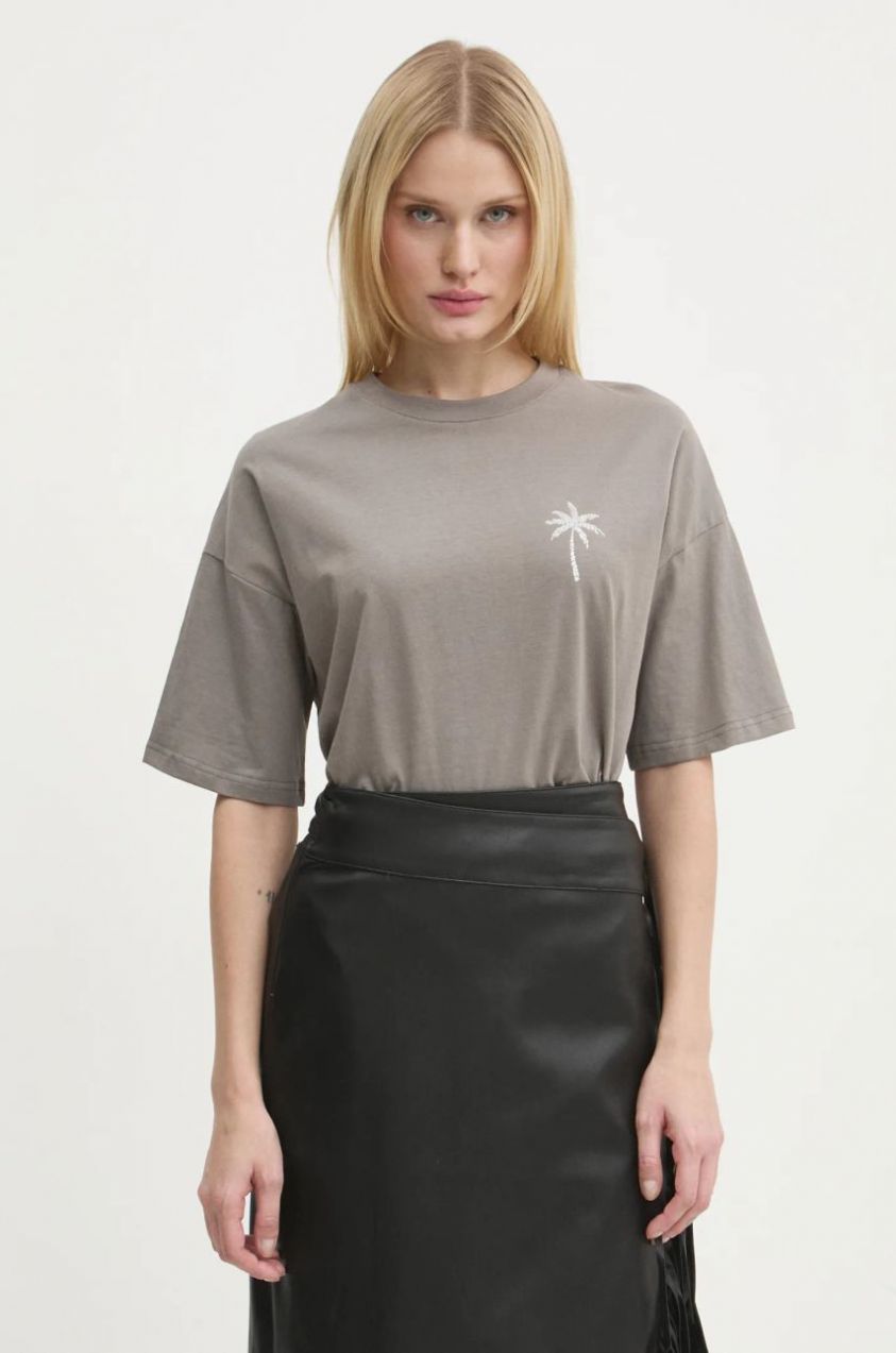 Bavlnené tričko Never Fully Dressed Washed Grey Mystcial Tee dámske, šedá farba, NFDTO1545