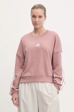 Mikina adidas Essentials dámska, ružová farba, s nášivkou, JD5288
