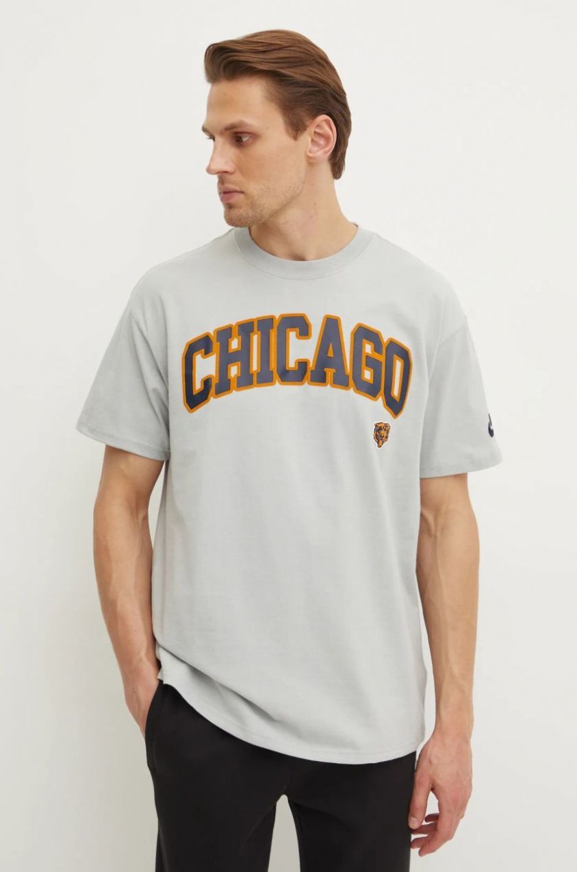 Bavlnené tričko Nike Chicago Bears pánske, šedá farba, s potlačou, 01AY-09D-7QV-NP1