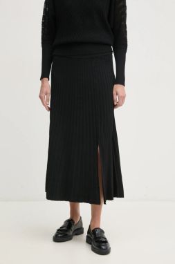 Sukňa Dkny čierna farba, midi, áčkový strih, P4JRAT77