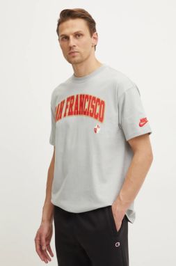 Bavlnené tričko Nike San Francisco 49ers pánske, šedá farba, s potlačou, 01AY-09D-73V-NP1