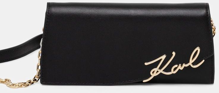 Kožená peňaženka Karl Lagerfeld dámska, čierna farba, A1W32068