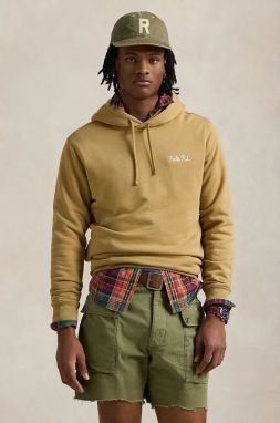 Mikina Polo Ralph Lauren pánska, béžová farba, s kapucňou, s potlačou, 710958449