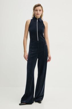Zamatová kombinéza G-Star Raw tmavomodrá farba, s golierom, D25740-D428