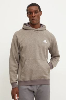 Mikina adidas pánska, hnedá farba, s kapucňou, melanžová, IY6617