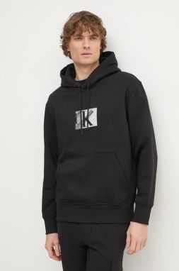 Mikina Calvin Klein Jeans pánska, čierna farba, s kapucňou, s potlačou, J30J327118