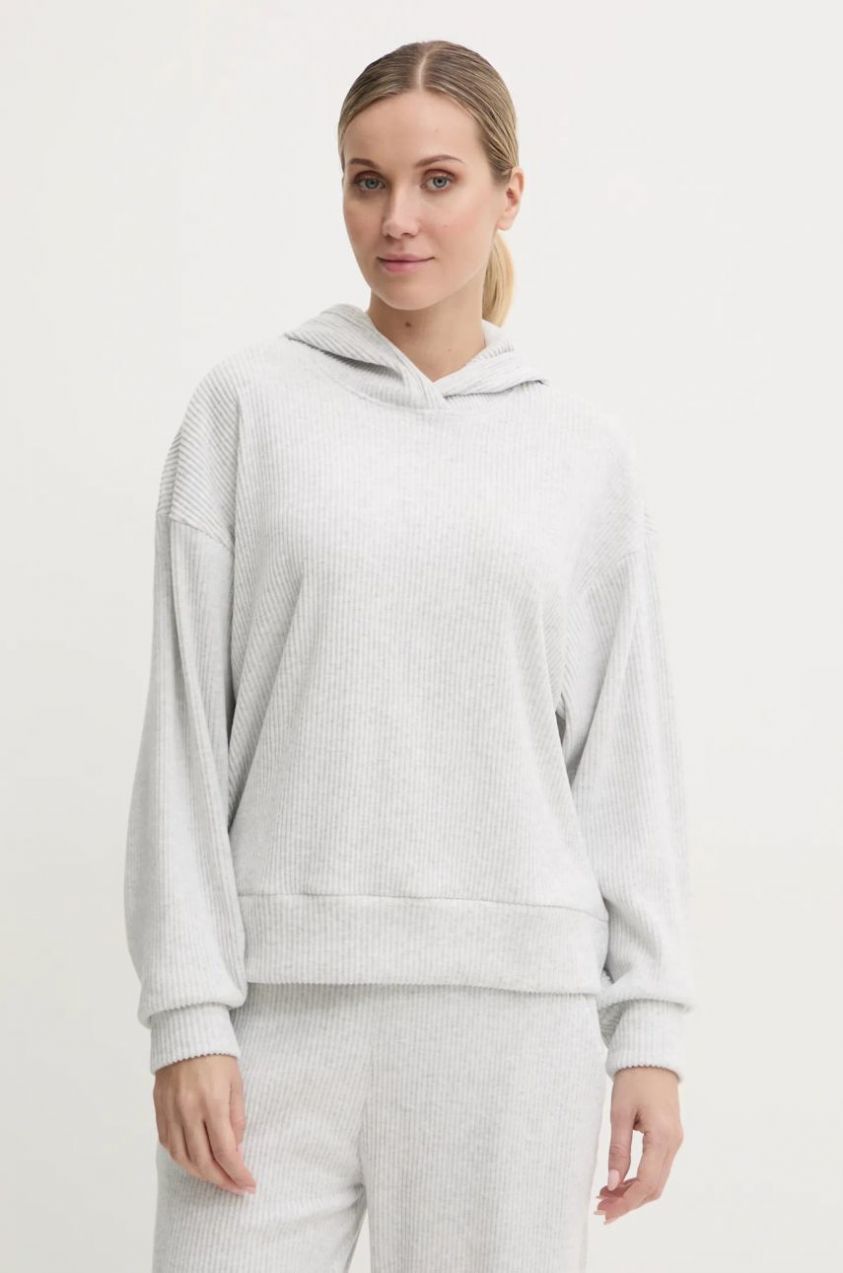 Mikina s kapucňou Abercrombie & Fitch šedá farba, s kapucňou, melanžová, KI152-4215