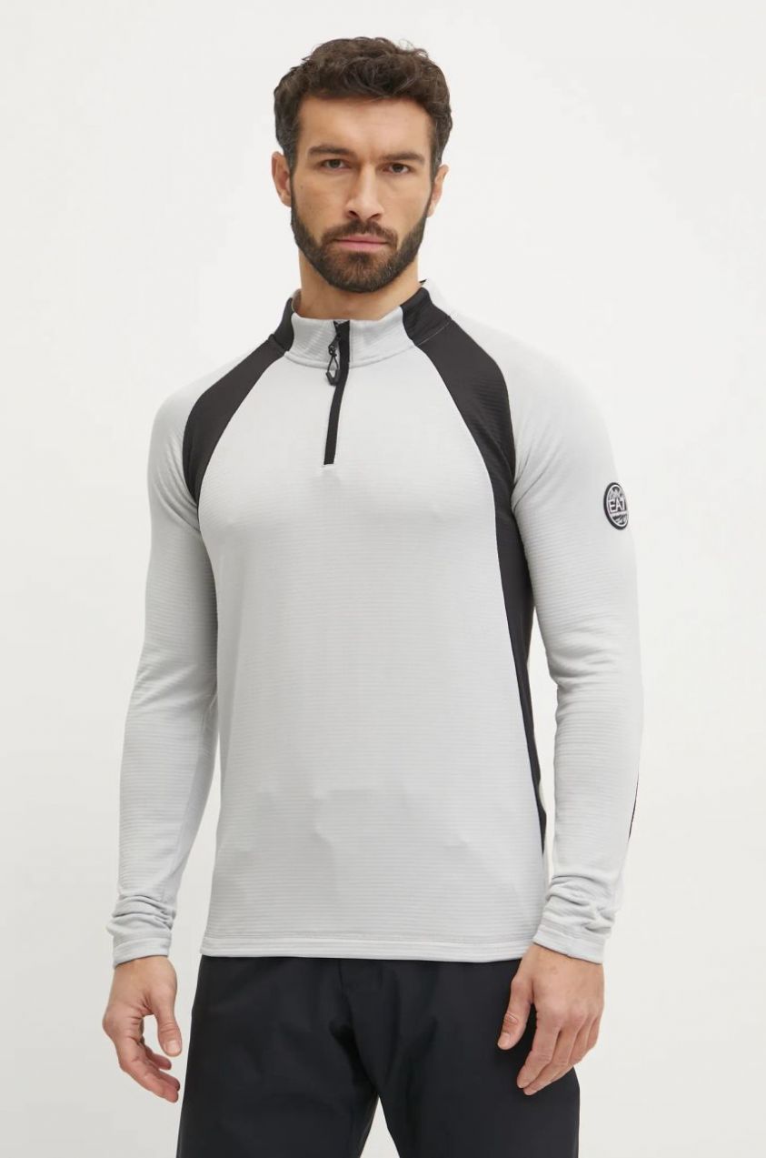 Športová mikina EA7 Emporio Armani St. Moritz Powerstretch šedá farba, s nášivkou, PJQXZ.6DPMA5