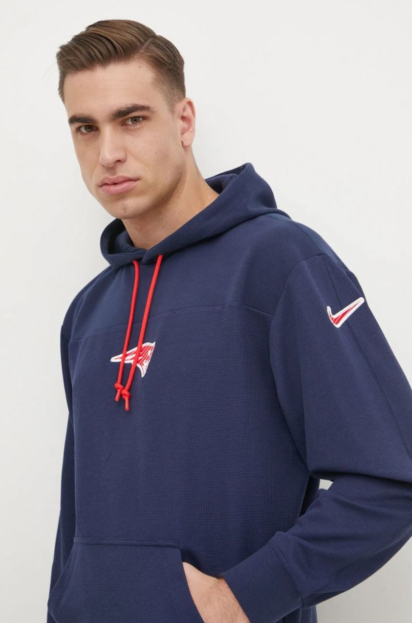 Mikina s prímesou vlny Nike New England Patriots tmavomodrá farba, s kapucňou, s nášivkou, 02FI-41S-8K-L98