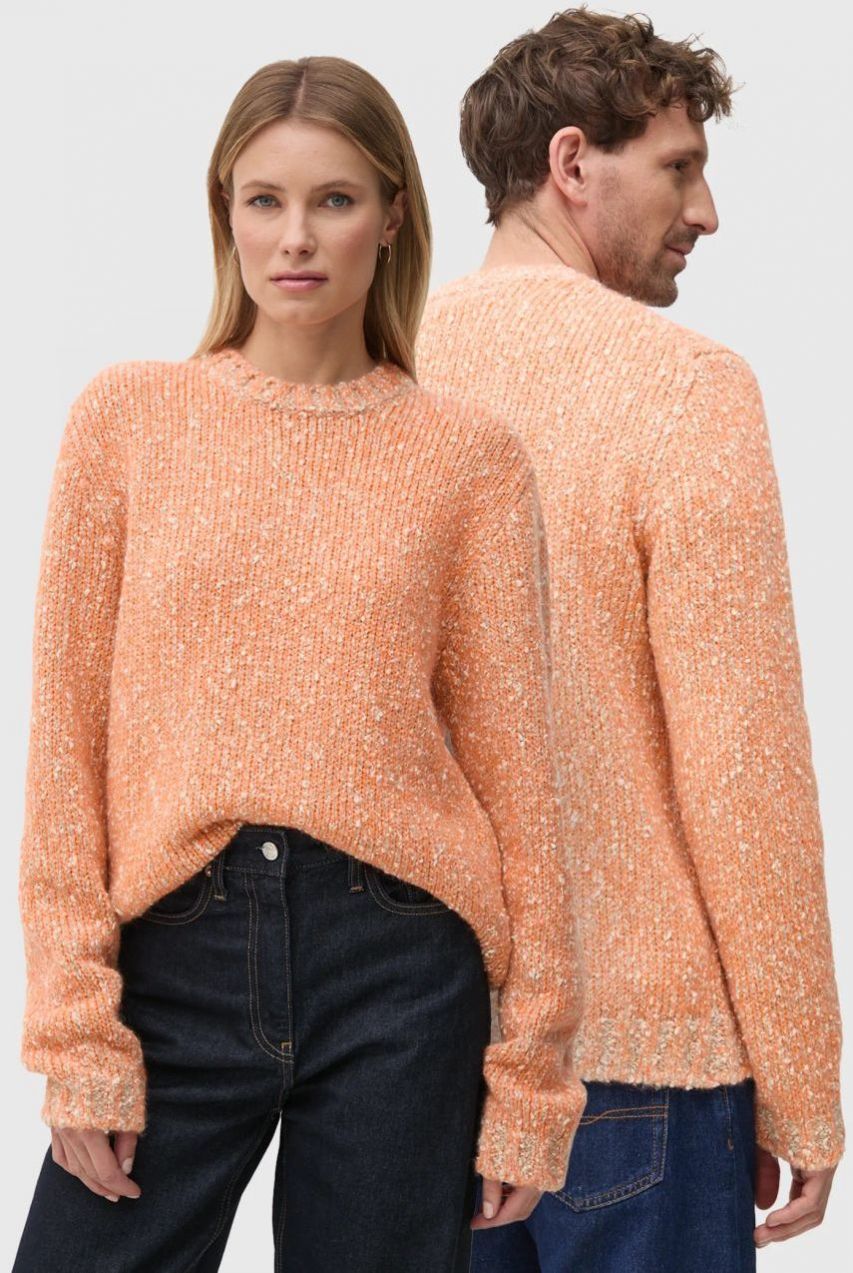 Sveter s prímesou vlny United Colors of Benetton pánsky, oranžová farba, 116NU108M